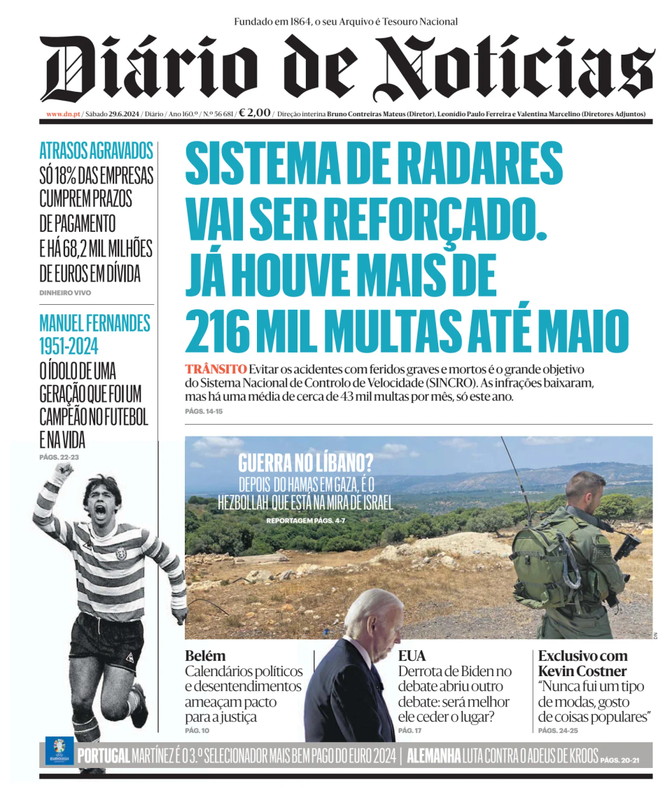 Prima-pagina-Diario de Noticias-edizione-di-oggi-20240629